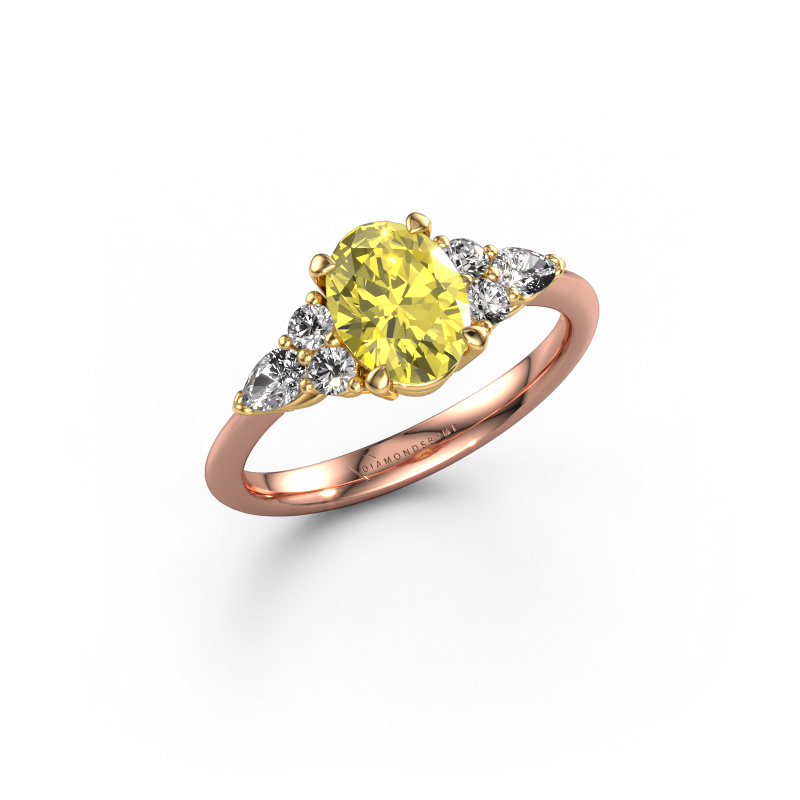Image de Bague de fiançailles Melani OVL 585 or rose Diamants synthétiques jaune 8x6 mm