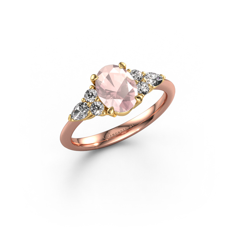 Bild von Verlobungsring Melani OVL 585 Roségold Morganit Champagner 8x6 mm