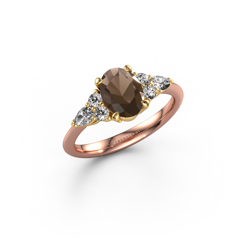 Bild von Verlobungsring Melani OVL 585 Roségold Rauchquarz 8x6 mm