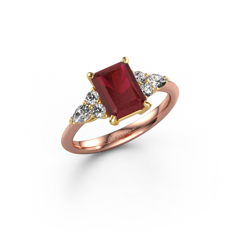 Image of Engagement ring Melani RAD 585 rose gold Ruby 8x6 mm