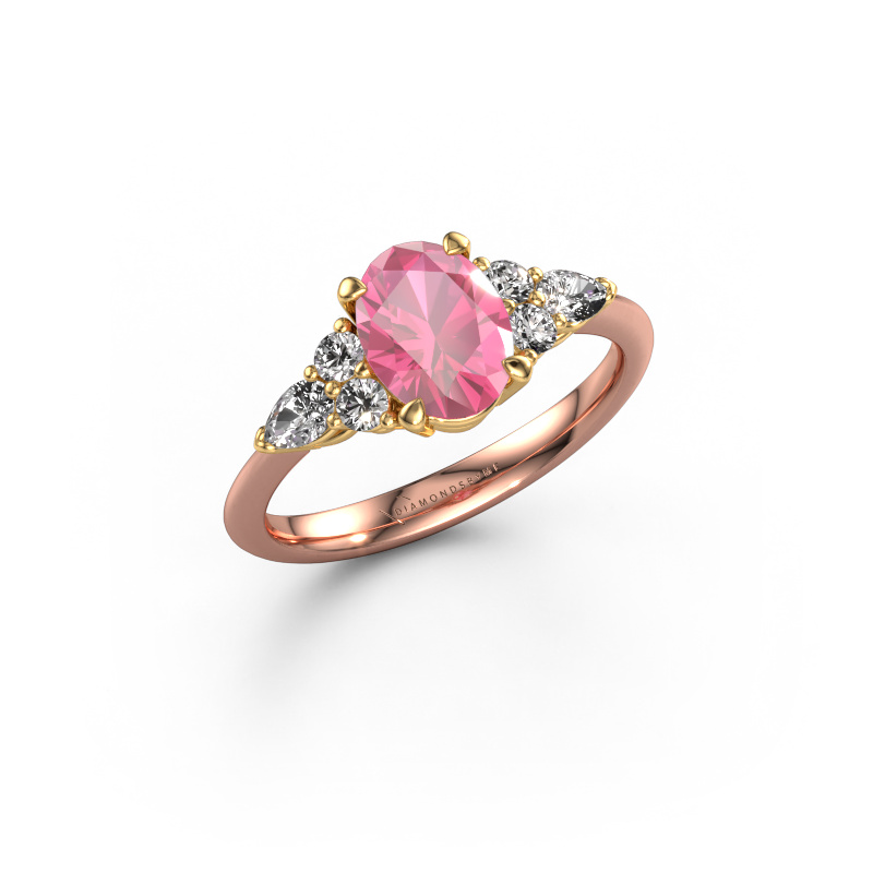 Image of Engagement ring Melani OVL 585 rose gold Pink sapphire 8x6 mm
