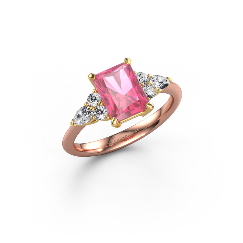Image de Bague de fiançailles Melani RAD 585 or rose Saphir rose 8x6 mm