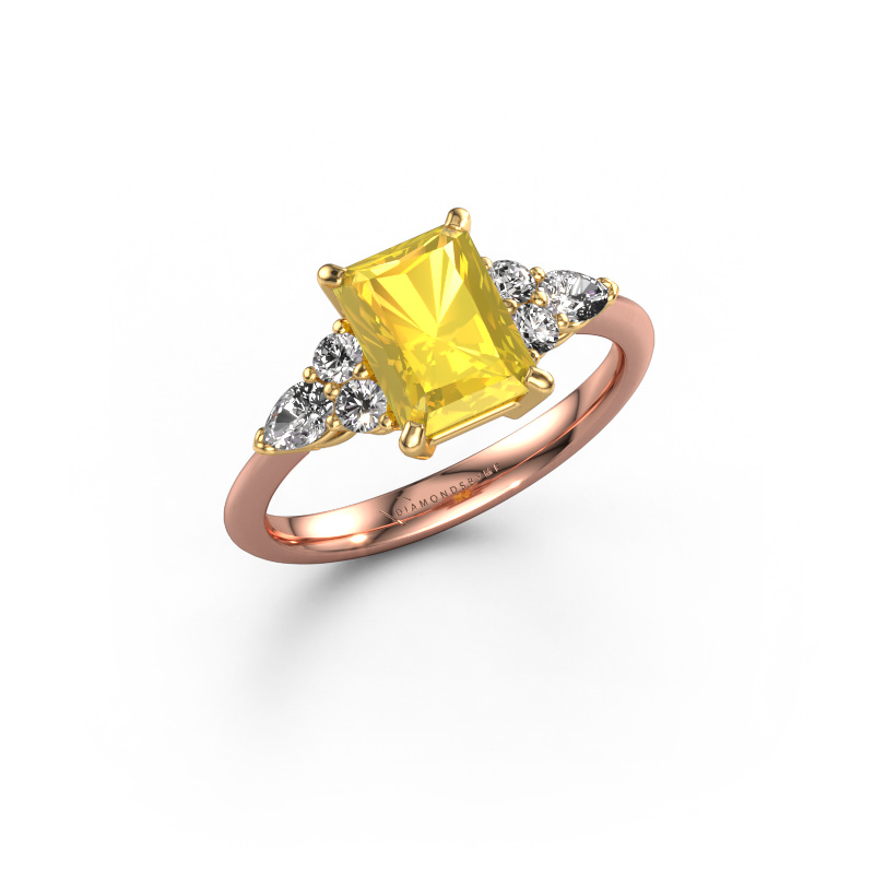 Bild von Verlobungsring Melani RAD 585 Roségold Gelb Saphir 8x6 mm