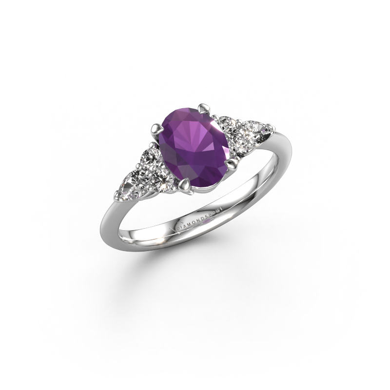 Image of Engagement ring Melani OVL 950 platinum Amethyst 8x6 mm