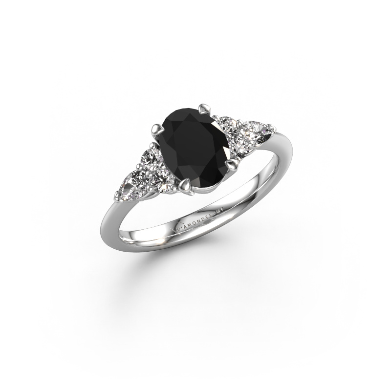 Image de Bague de fiançailles Melani OVL 950 platine Diamant noir 1.94 crt