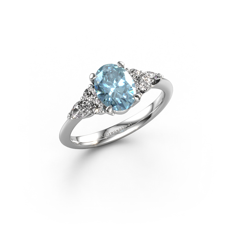 Image de Bague de fiançailles Melani OVL 950 platine Diamant synthétique bleu 8x6 mm