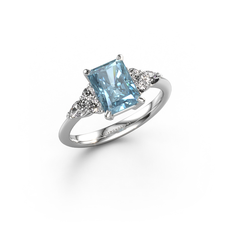 Bild von Verlobungsring Melani RAD 950 Platin Blauer Labordiamant 8x6 mm