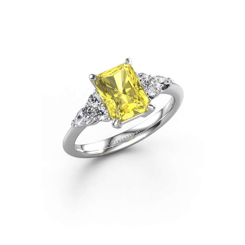 Image of Engagement ring Melani RAD 950 platinum Yellow lab grown diamond 8x6 mm
