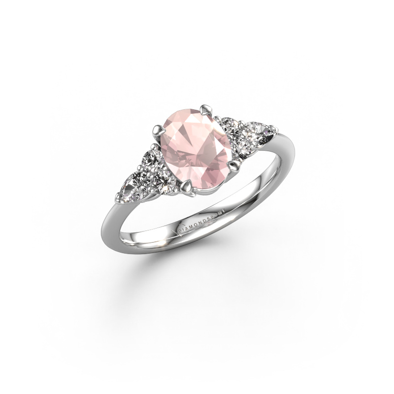 Image of Engagement ring Melani OVL 950 platinum Morganite champagne 8x6 mm