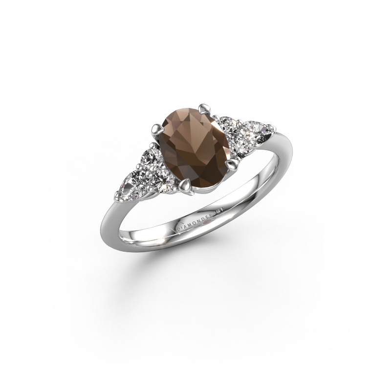 Image of Engagement ring Melani OVL 950 platinum Smokey quartz 8x6 mm