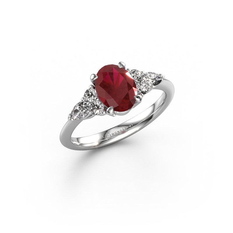 Image of Engagement ring Melani OVL 950 platinum Ruby 8x6 mm