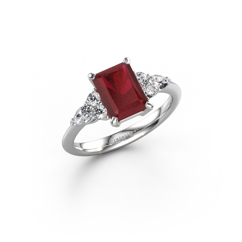Image of Engagement ring Melani RAD 950 platinum Ruby 8x6 mm