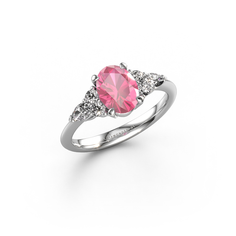 Image of Engagement ring Melani OVL 950 platinum Pink sapphire 8x6 mm