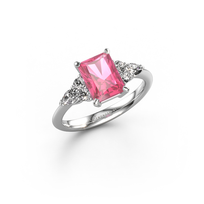 Image de Bague de fiançailles Melani RAD 950 platine Saphir rose 8x6 mm
