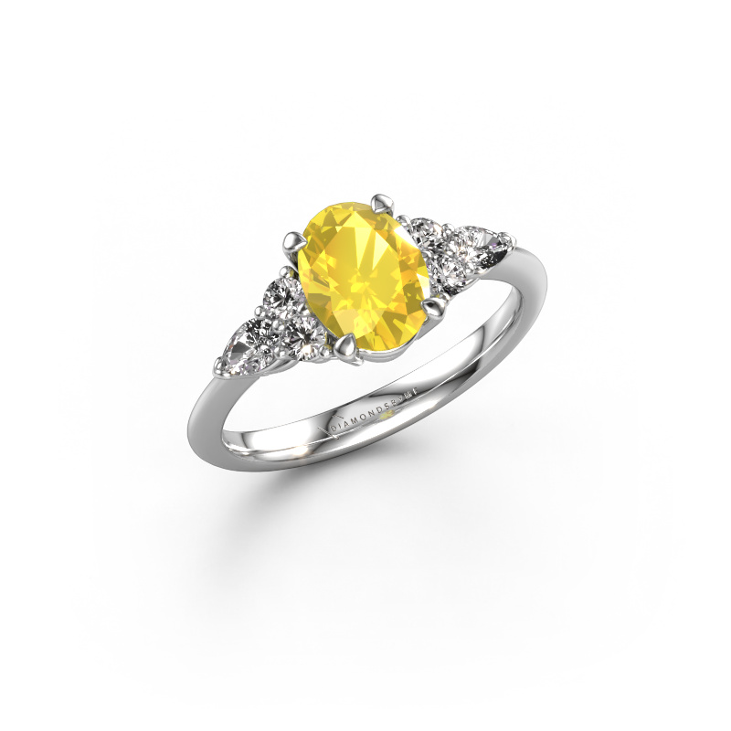 Image of Engagement ring Melani OVL 950 platinum Yellow sapphire 8x6 mm