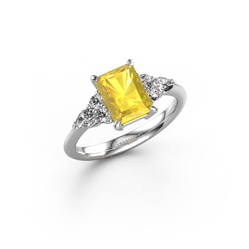 Bild von Verlobungsring Melani RAD 950 Platin Gelb Saphir 8x6 mm