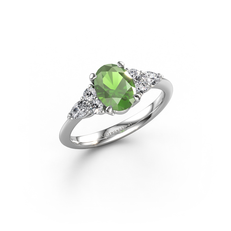 Bild von Verlobungsring Melani OVL 950 Platin Turmalin grün 8x6 mm