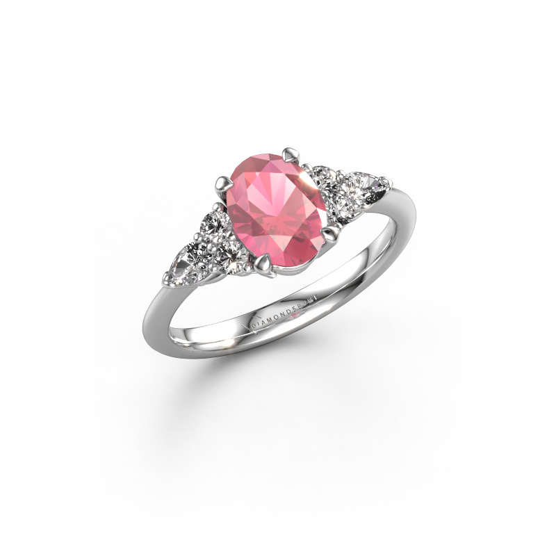 Image of Engagement ring Melani OVL 950 platinum Tourmaline pink 8x6 mm
