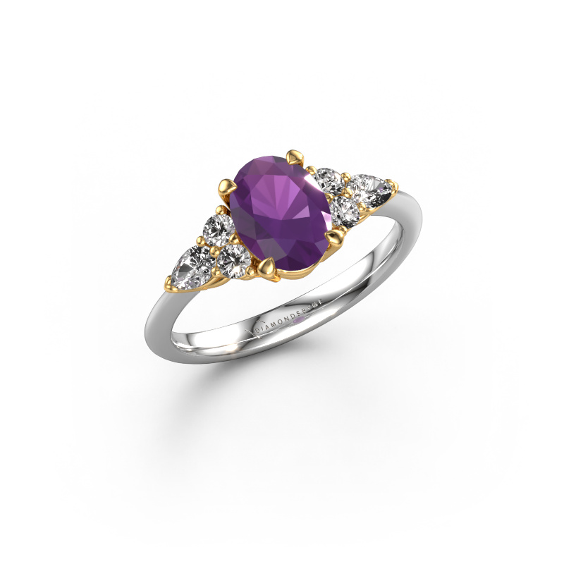 Bild von Verlobungsring Melani OVL 585 Weißgold Amethyst 8x6 mm