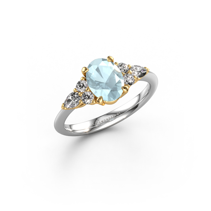 Image of Engagement ring Melani OVL 585 white gold Aquamarine 8x6 mm