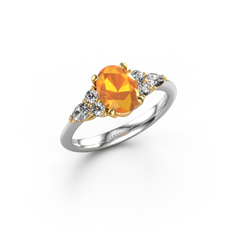 Image de Bague de fiançailles Melani OVL 585 or blanc Citrine 8x6 mm