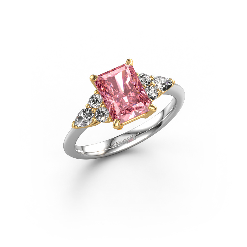 Image de Bague de fiançailles Melani RAD 585 or blanc Diamant synthétique roze 8x6 mm