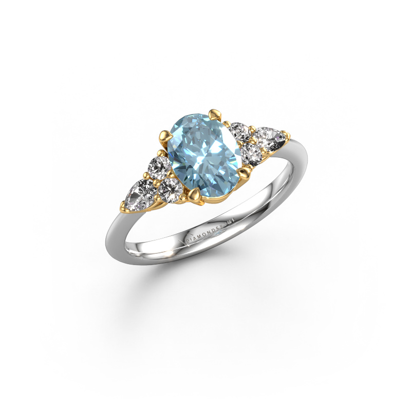 Bild von Verlobungsring Melani OVL 585 Weißgold Blauer Labordiamant 8x6 mm