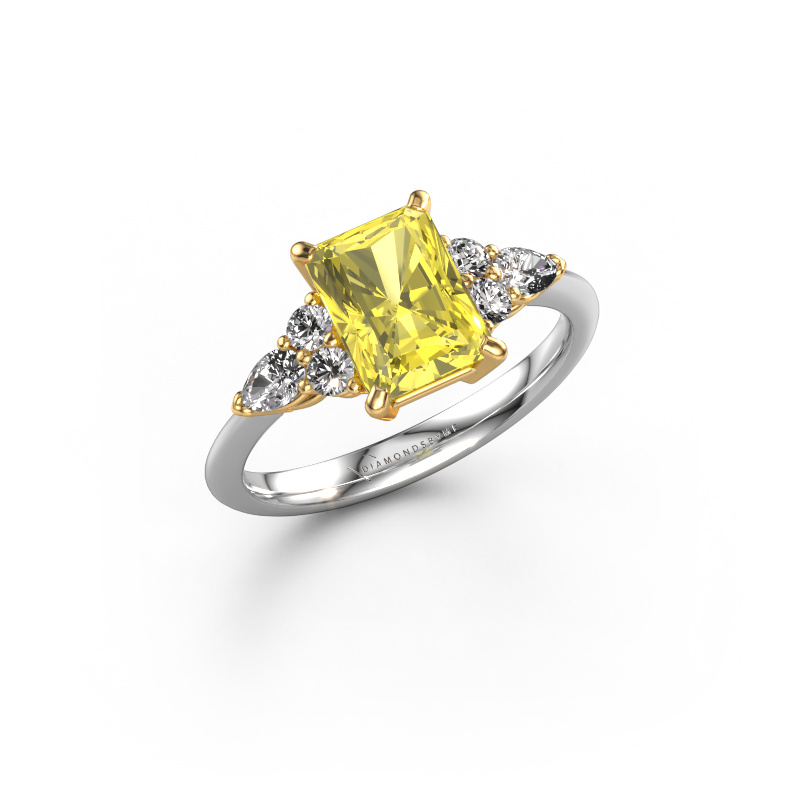 Bild von Verlobungsring Melani RAD 585 Weißgold Gelber Labor Diamant 8x6 mm