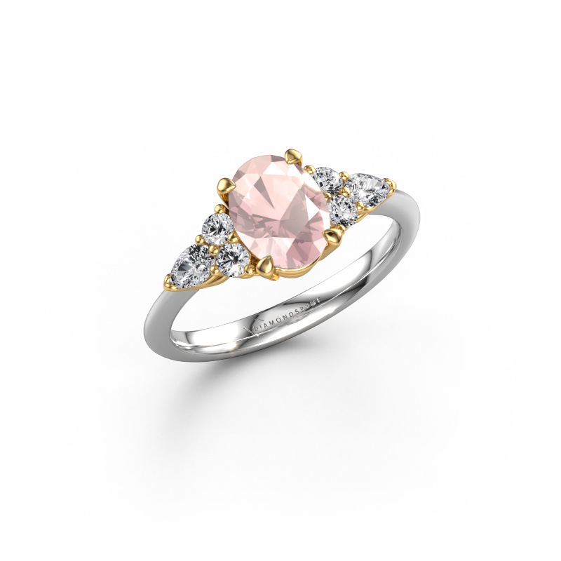 Image of Engagement ring Melani OVL 585 white gold Morganite champagne 8x6 mm