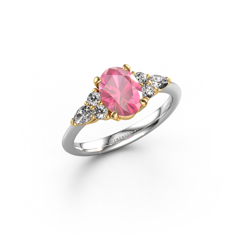 Image de Bague de fiançailles Melani OVL 585 or blanc Saphir rose 8x6 mm