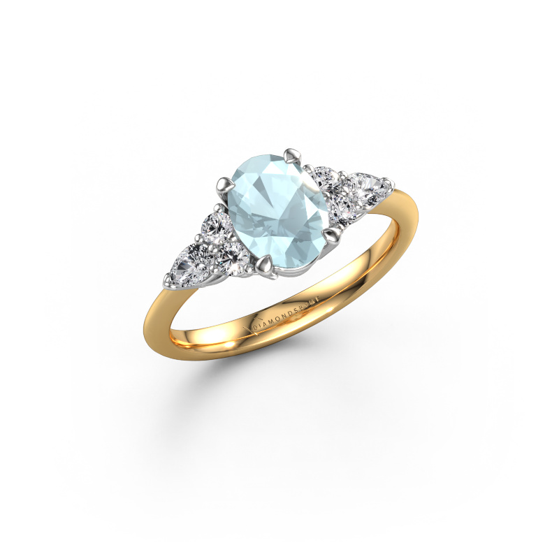 Image of Engagement ring Melani OVL 585 gold Aquamarine 8x6 mm