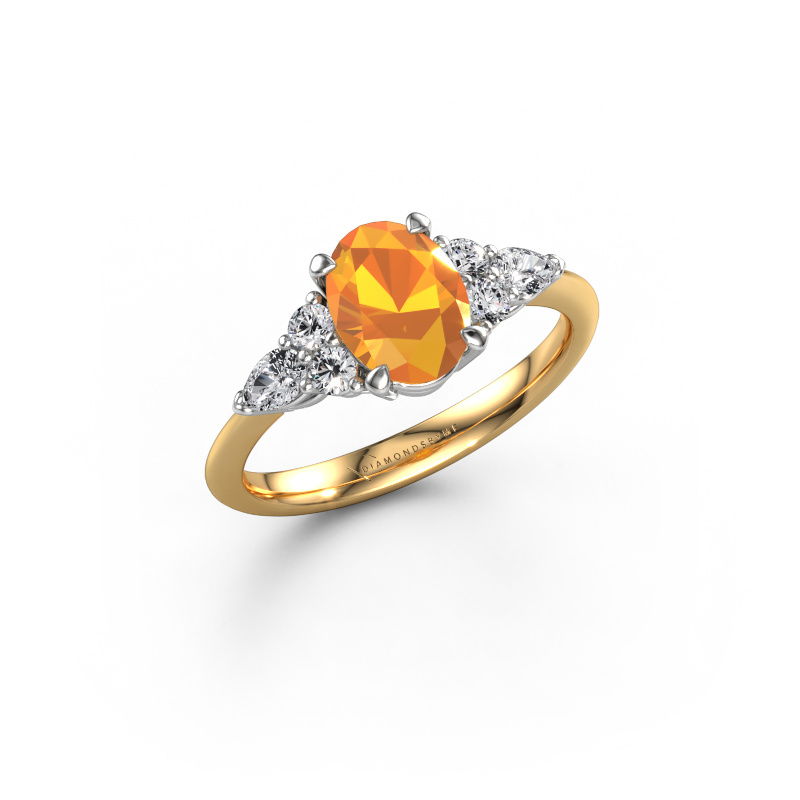 Image of Engagement ring Melani OVL 585 gold Citrin 8x6 mm