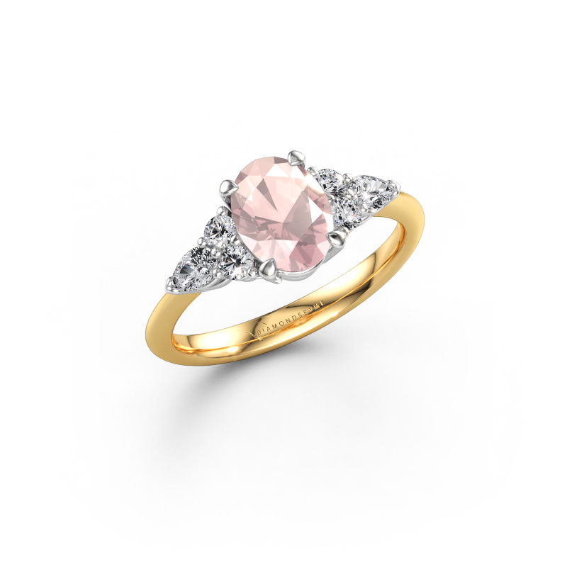 Image of Engagement ring Melani OVL 585 gold Morganite champagne 8x6 mm