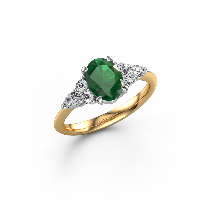 Image de Bague de fiançailles Melani OVL 585 or jaune Emeraude 8x6 mm