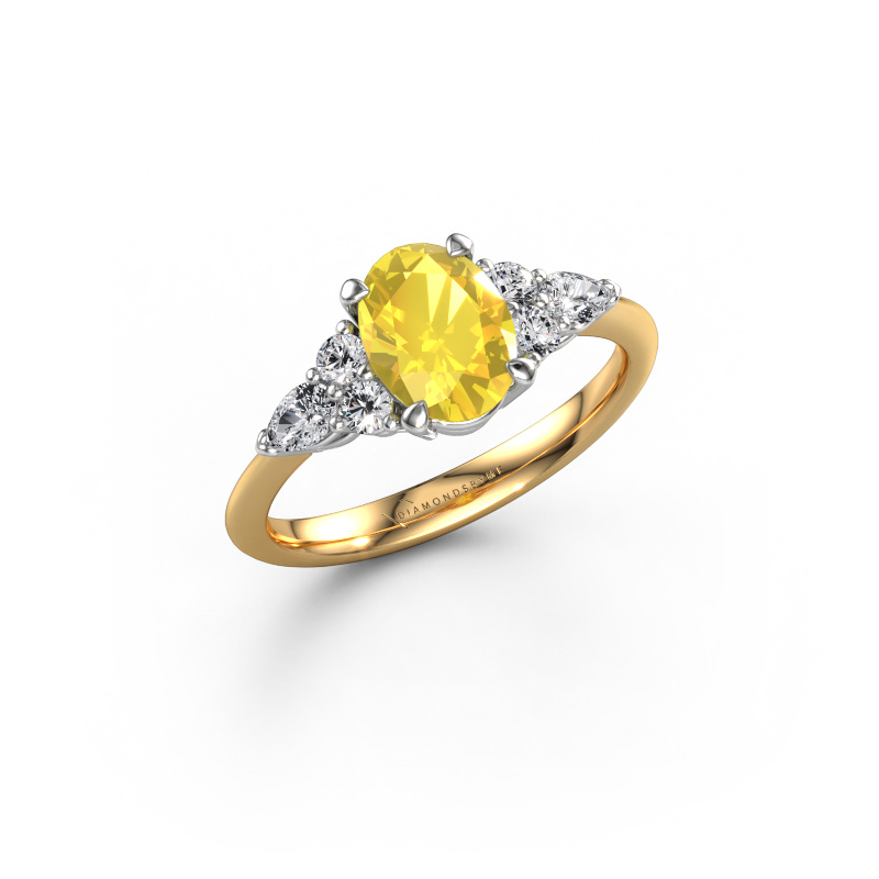Image of Engagement ring Melani OVL 585 gold Yellow sapphire 8x6 mm