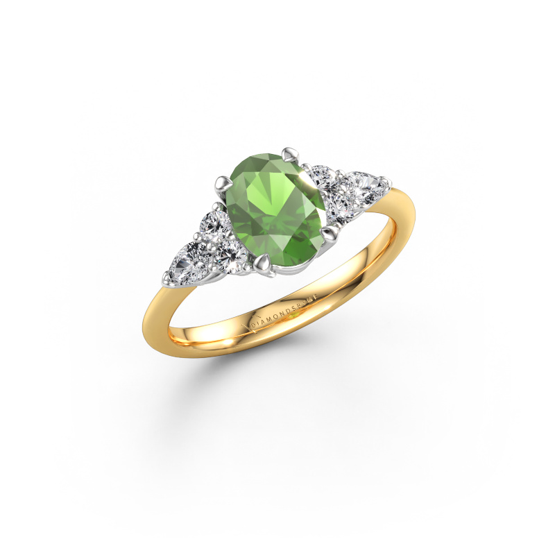 Bild von Verlobungsring Melani OVL 585 Gold Turmalin grün 8x6 mm