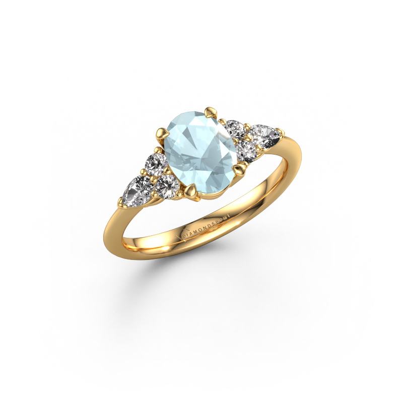 Image of Engagement ring Melani OVL 585 gold Aquamarine 8x6 mm
