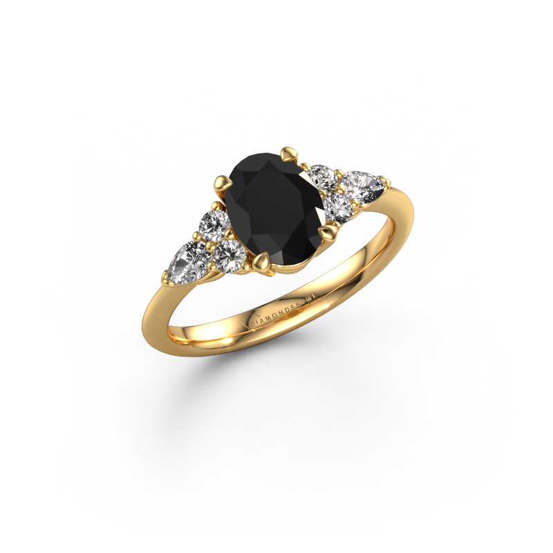 Image of Engagement ring Melani OVL 585 gold Black diamond 1.94 crt