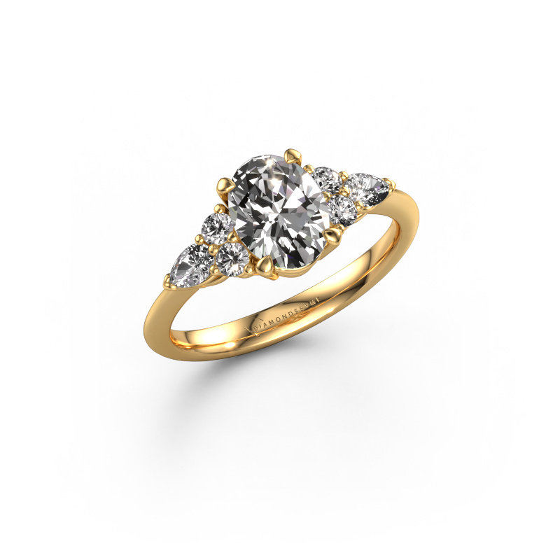Image de Bague de fiançailles Melani OVL 585 or jaune Diamant synthétique 1.64 crt