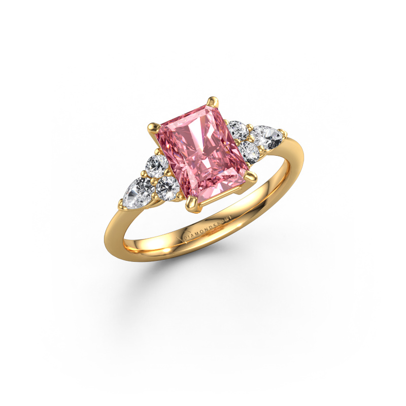 Image of Engagement ring Melani RAD 585 gold Pink lab grown diamond 8x6 mm