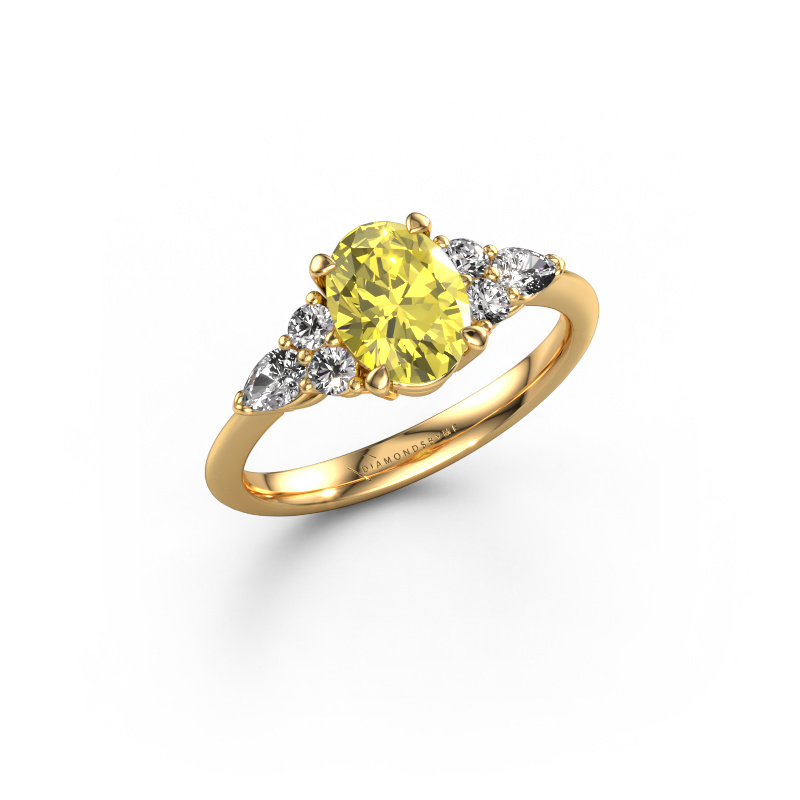 Image de Bague de fiançailles Melani OVL 585 or jaune Diamants synthétiques jaune 8x6 mm