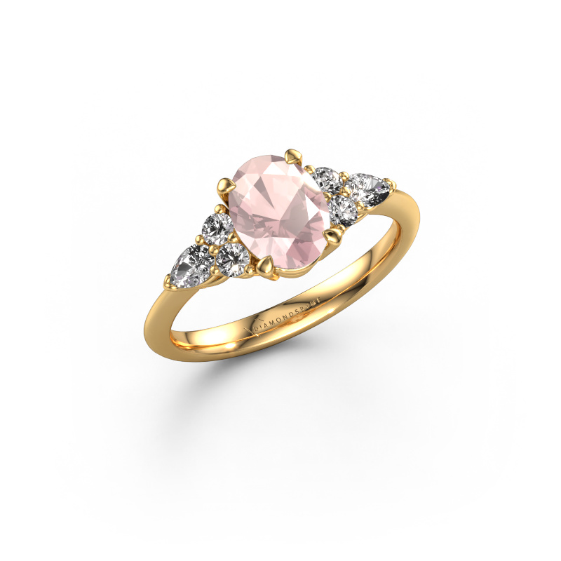 Image of Engagement ring Melani OVL 585 gold Morganite champagne 8x6 mm