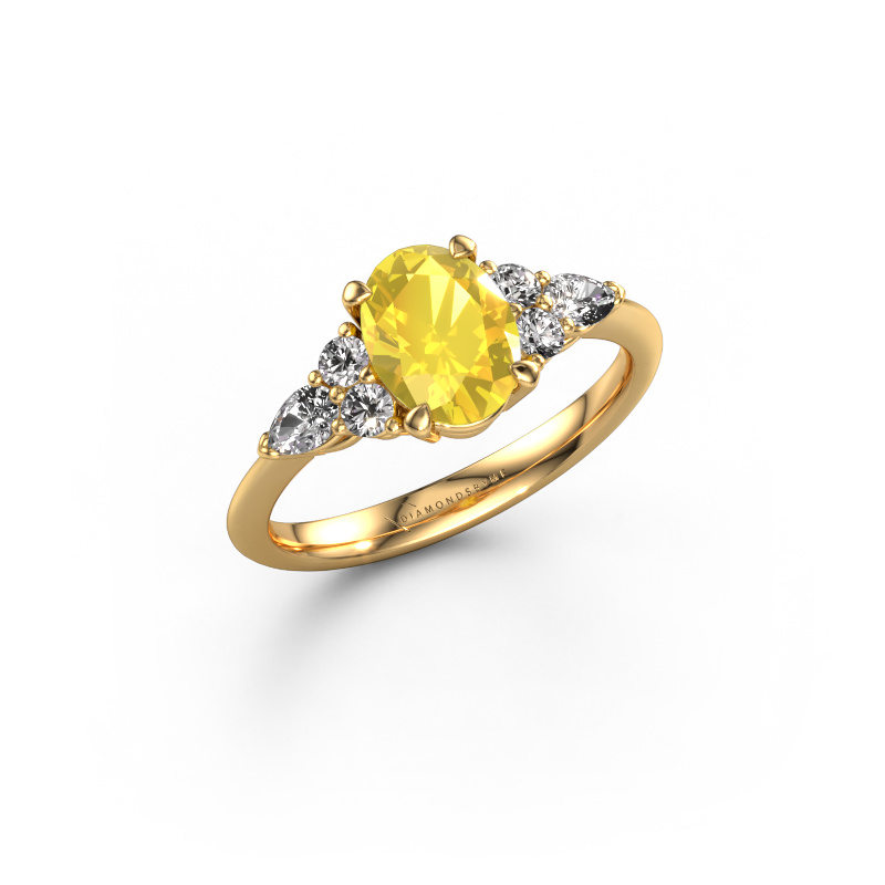 Image de Bague de fiançailles Melani OVL 585 or jaune Saphir jaune 8x6 mm