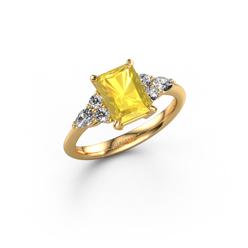 Bild von Verlobungsring Melani RAD 585 Gold Gelb Saphir 8x6 mm