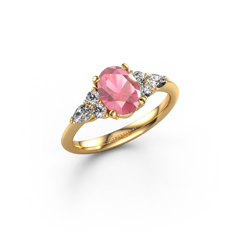 Image de Bague de fiançailles Melani OVL 585 or jaune Rose tourmaline 8x6 mm