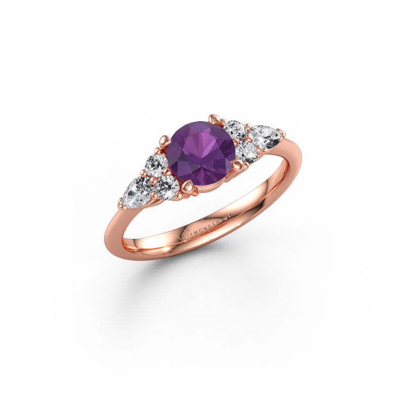 Immagine di Anello di fidanzamento Melani RND 585 oro rosa Ametista 6 mm