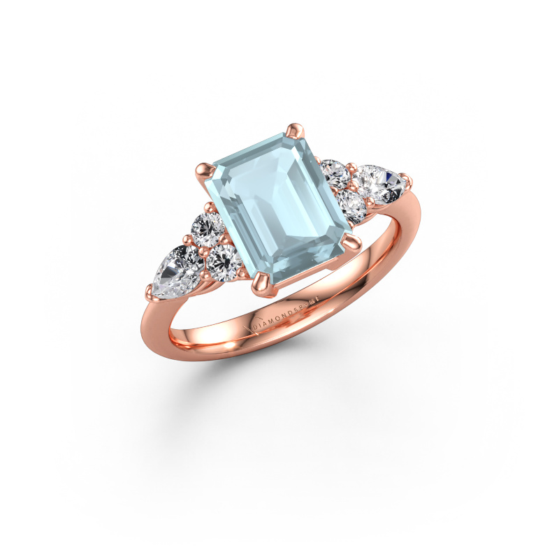 Immagine di Anello di promessa Melani EME 585 oro rosa Acquamarina 9x7 mm