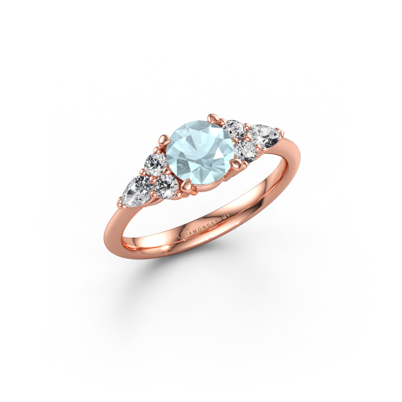 Bild av Förlovningsring Melani RND 585 roséguld Akvamarin 6 mm