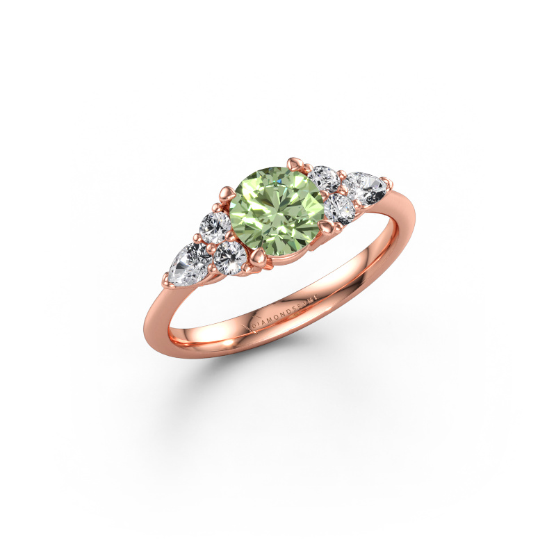 Bild av Förlovningsring Melani RND 585 roséguld Grön labbodlad diamant 6 mm