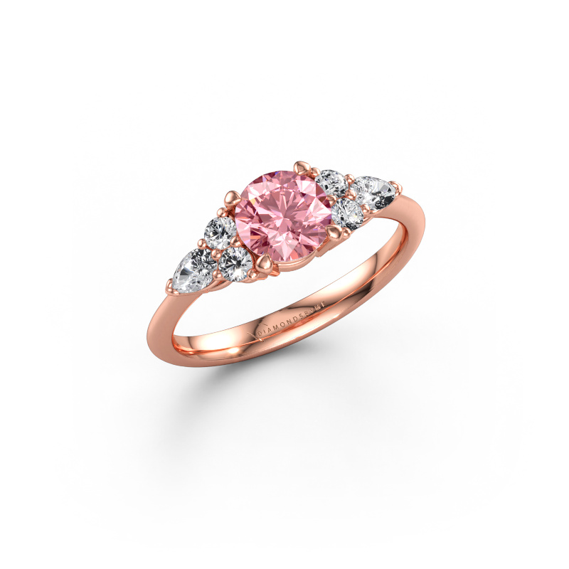 Image of Engagement ring Melani RND 585 rose gold Pink lab grown diamond 6 mm